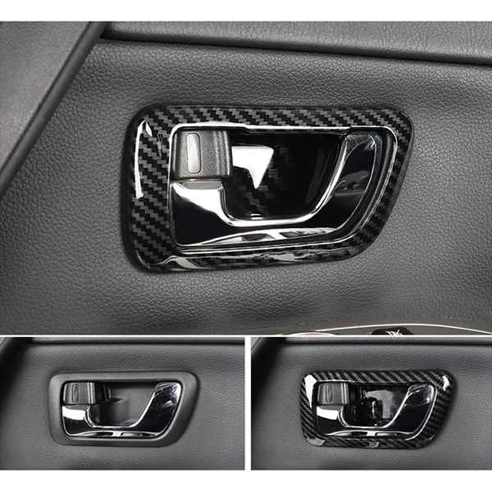 4Pcs Carbon Fiber Inner Door Handle Bowl Panel Cover Trim for Mitsubishi Pajero 2007-2019 Interior Mouldings