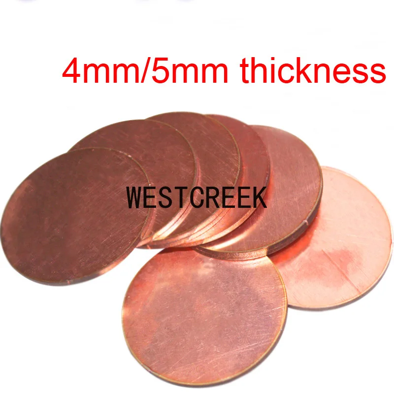 4mm 5mm Thick Copper Wafer Disk Planchet Constant Lobe Circular Plate Disc Plate Copper Circular Flat-plate Pure Copper Gaskets