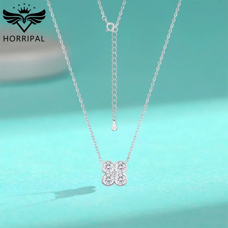 

High Quality 4 Stone Moissanite Pendant Necklace Sterling Silver 18k White Gold Plated Adjustable Chain Luxury Jewelry for Women