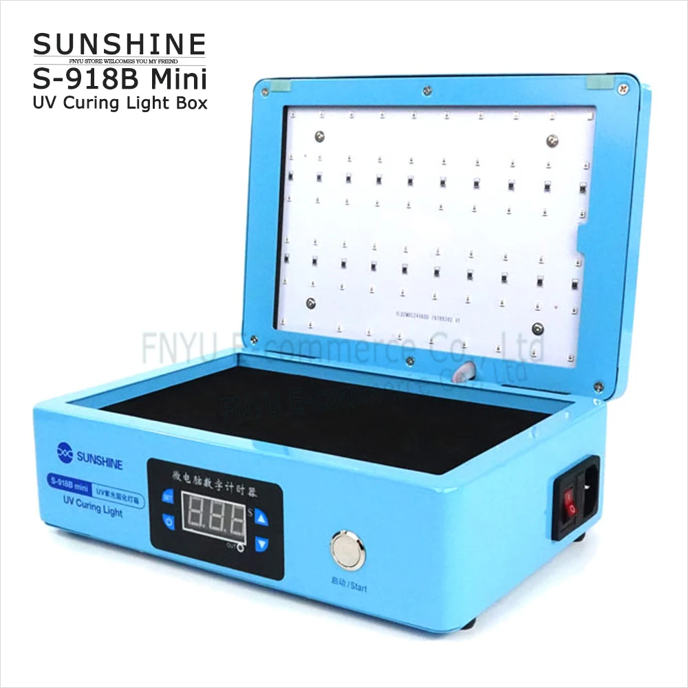 

UV Curing Box SUNSHINE S-918B Mini Ultra Violet Light Closed Curved Screen Cover OCA Laminated Shadowless Glue Oven Phone Repair