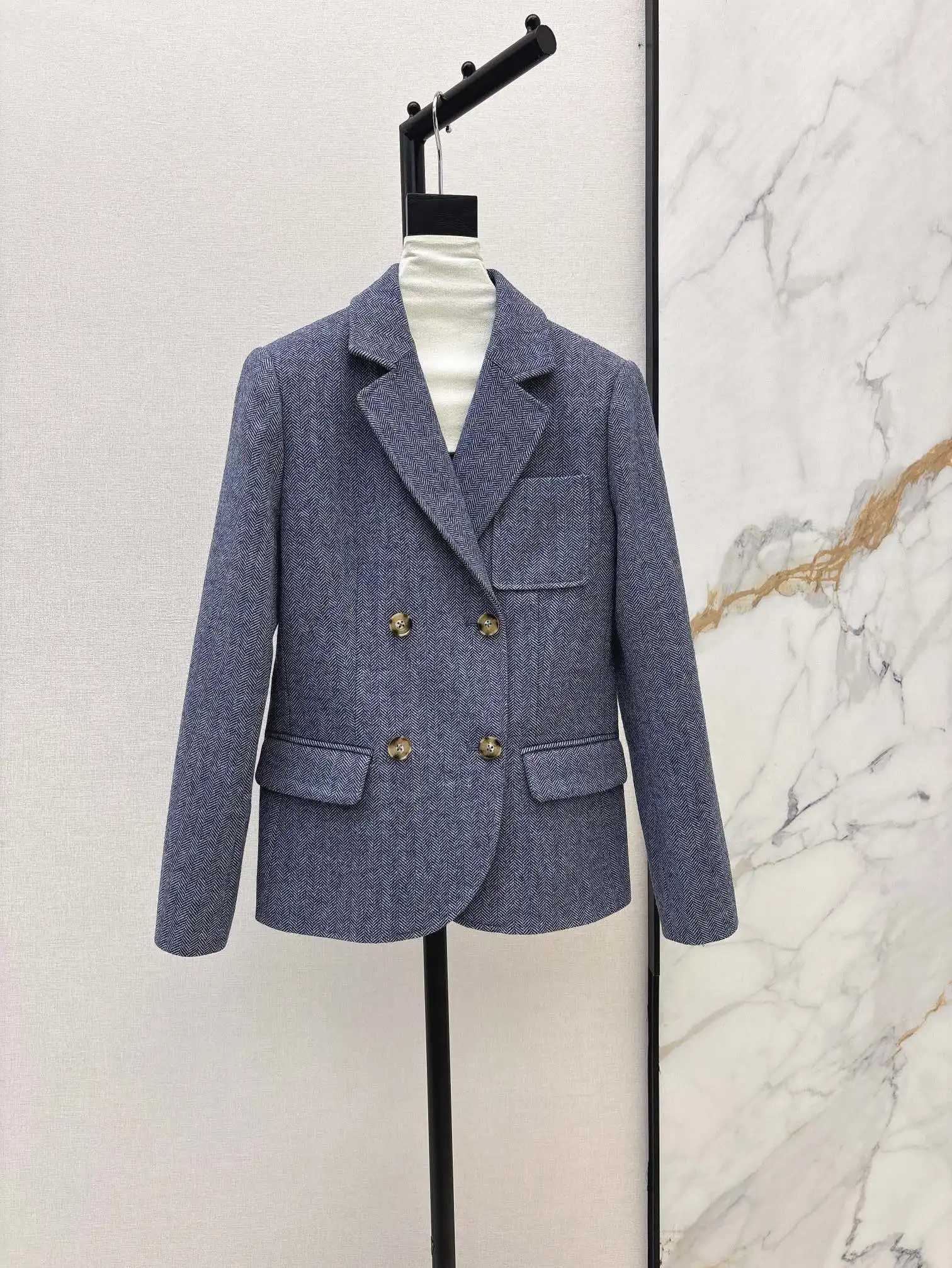 2024 Autumn New High Quality Women's Clothing Three dimensional waist cut herringbone wool suit jacket 0907