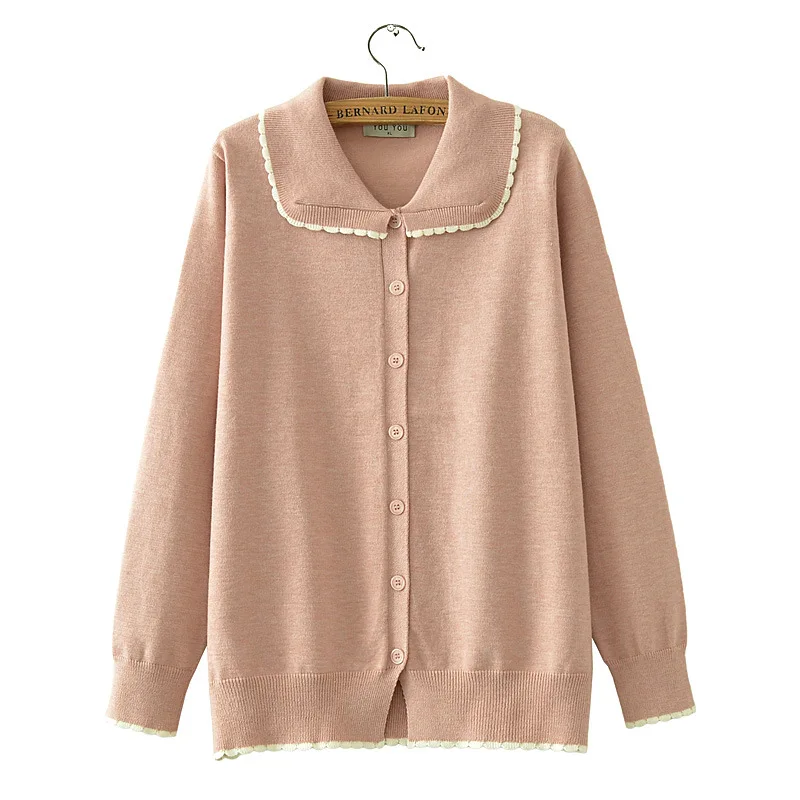 Size XXL Women's Cardigan Autumn New Rabbit Core Yarn Knitting Sweater Sweet Long Sleeve Jumpers 4057