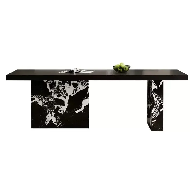 Black Sleek Spacious Elegant Dining Table Contemporary Classic Wooden Rustic Stable Dining Table Table Salle A Manger Furniture