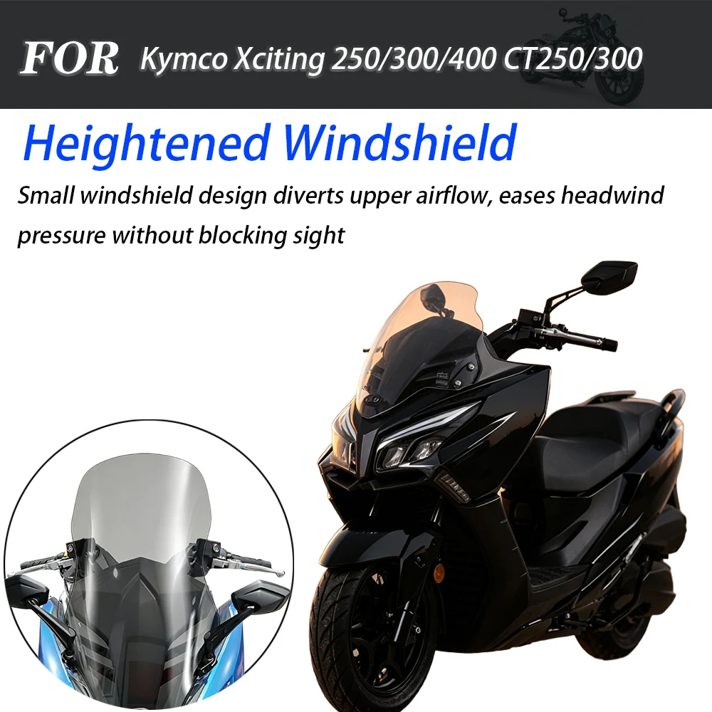 Para Kymco Xciting 250 300 400 CT250 CT300: Novo Para-brisa Dianteiro Pequeno, Defletor de Vento, Peças de Modificação para Scooter, Parabrisas, Paramani, Borse
