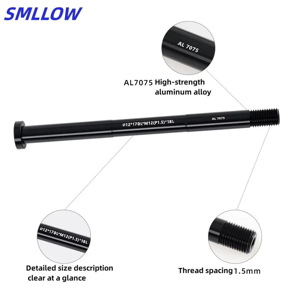 Smllow M12 Axle MTB Road Bike Thru Axle 12*142 12*148 12*168 12*175 Frame Front Fork Shaft Skewer Bicycle Thru Axle