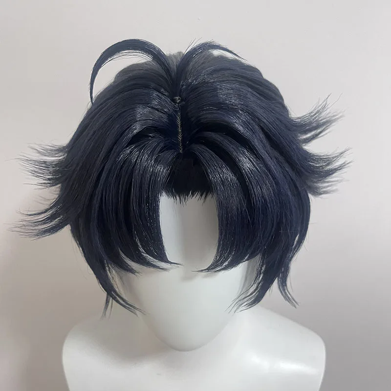 [Styled Wig]Asaba Harumasa Cosplay Wig ZZZ 30cm Short Black Blue Wig Heat Resistant Synthetic Hair Unisex Costumes Anime view 5