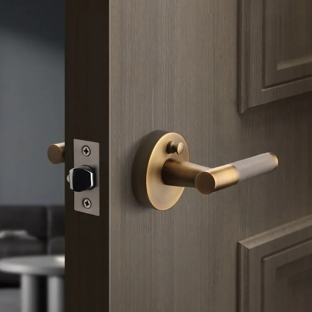 

Zinc Alloy Indoor Door Lock Simple Black Bathroom Lock No Key Bathroom Home Door Handle Door Hardware Accessories