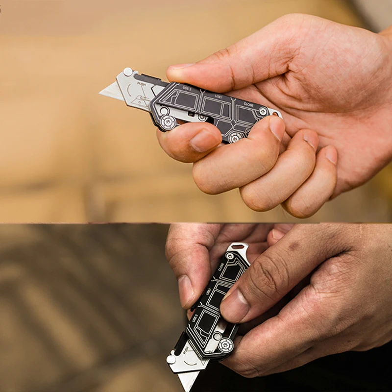 High Quality SK5 Blade Utility Knife Aeronautical Aluminium Handle EDC Outdoor Multitool Sharp Paper Cutter Hanging Buckle