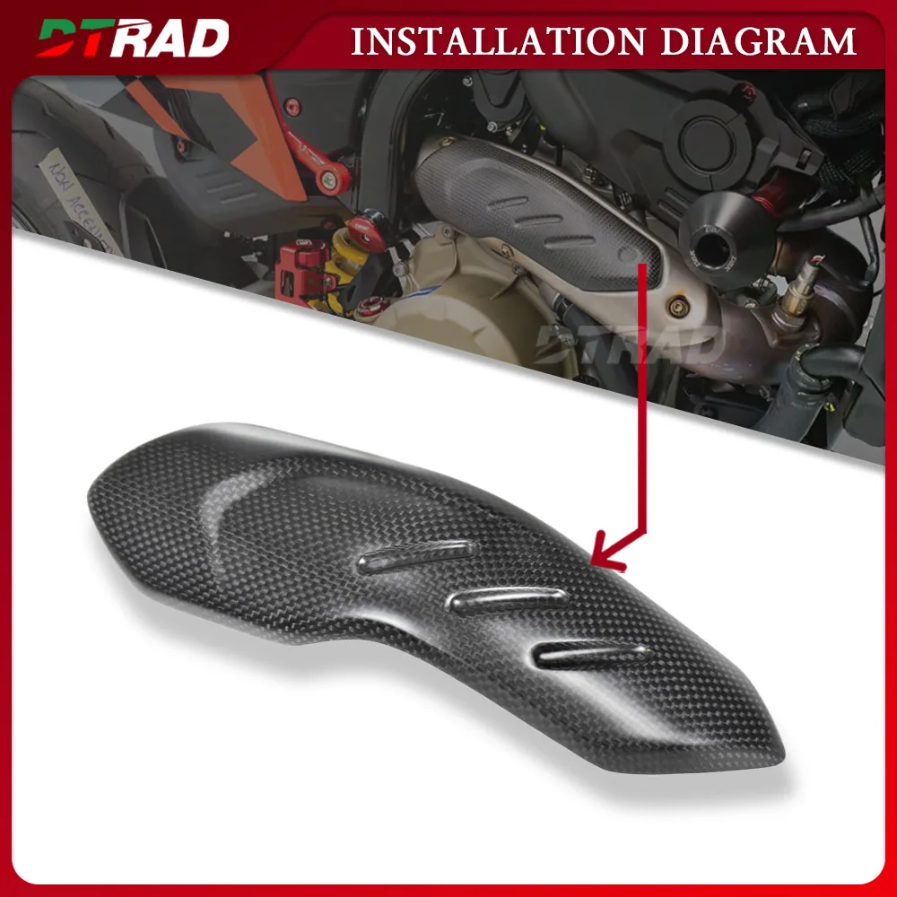 For DUCATI Hypermotard 698 Mono RVE 2024 2025 Carbon Fiber Right Exhaust Hood Shield Heat Insulation Cover Protection Fairing