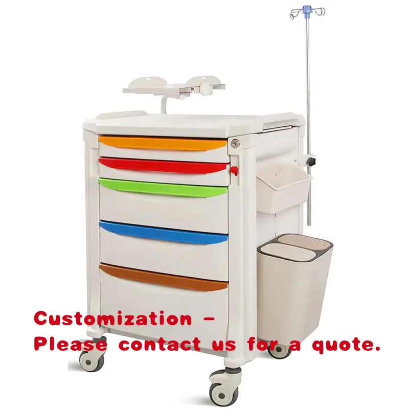 

custom.Top Level Factory Price ABS Medical Trolley Hospital Furniture ABS Emergency Trolley ABS Anesthesia Trolley