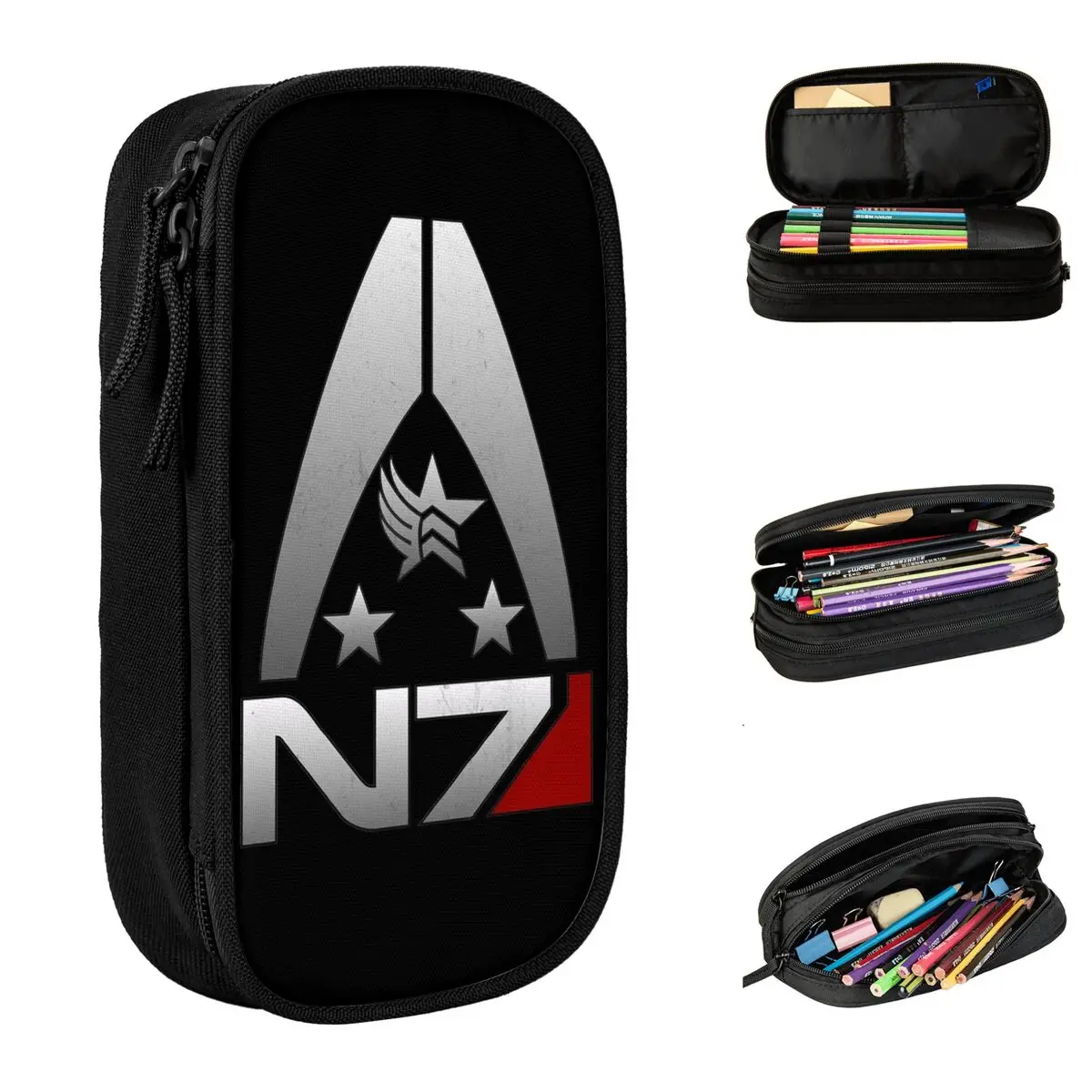 Fashion Mass Effect N7 Star Logo Pencil Cases Pencilcases Pen for Girl Boy Large Storage Bag School Supplies Gifts Stationery