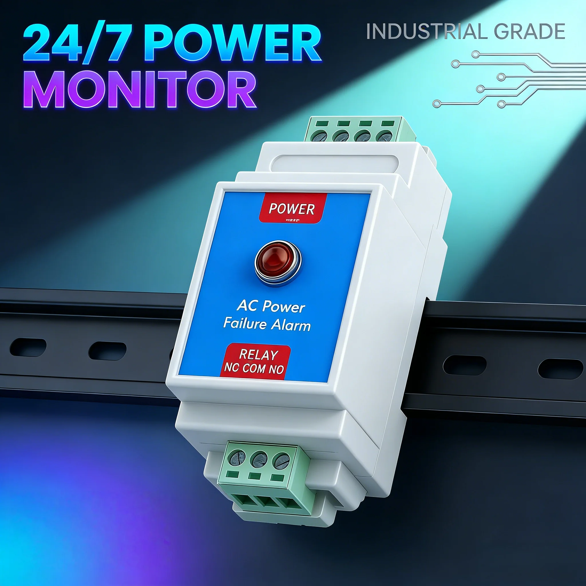 CE Certified 220V/380V Power Outage Alarm, Real-Time Detection DIN-Rail Mount, Works with PLC/GSM/Alarm Host