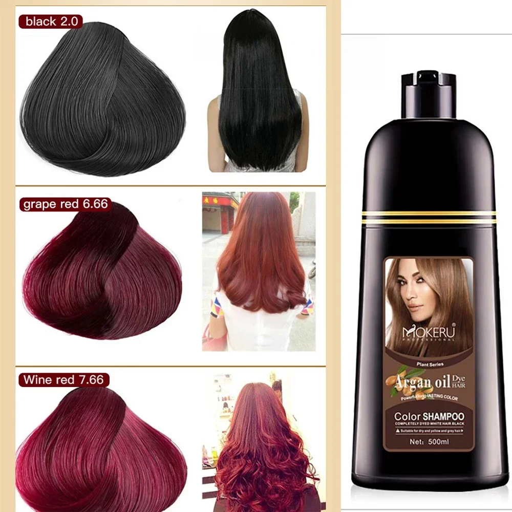 Mokeru Organic Natural Fast color Hair Dye Only 5 Minutes Noni Plant Essence Black Hair Color Shampoo For Cover Gray White Hair