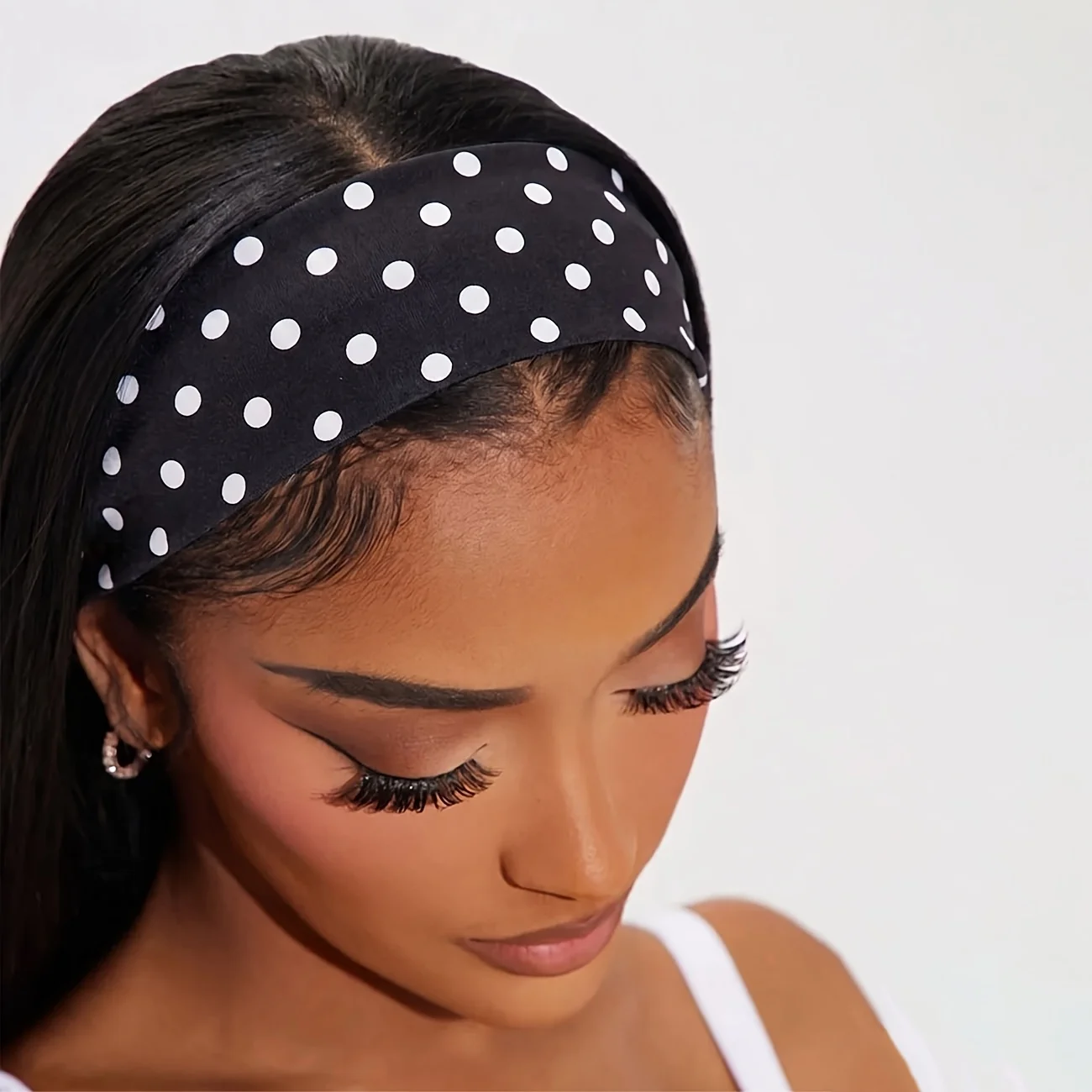 4pcs Set Polka Dot Women'S Headbands, Loose Elastic Head Wraps, Vintage Soft Fabric Headscarves,Non-Slip Hair Additions for Yoga