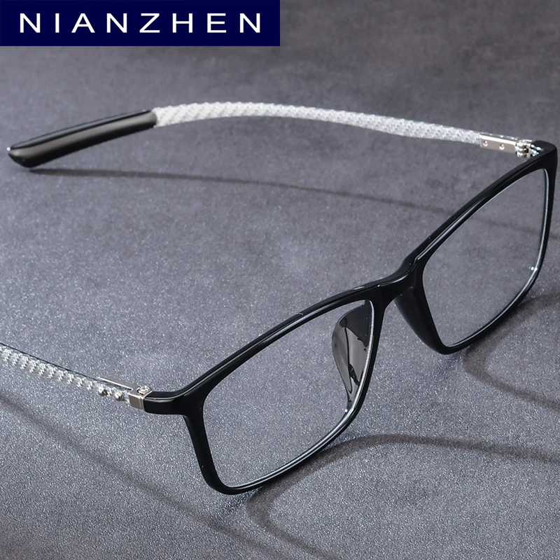 NIANZHEN TR90 Carbon Fiber Glasses Frame Men Square Brand Design Eyeglasses Retro Ultralight-Weight Women Eyewear Spectacles0017