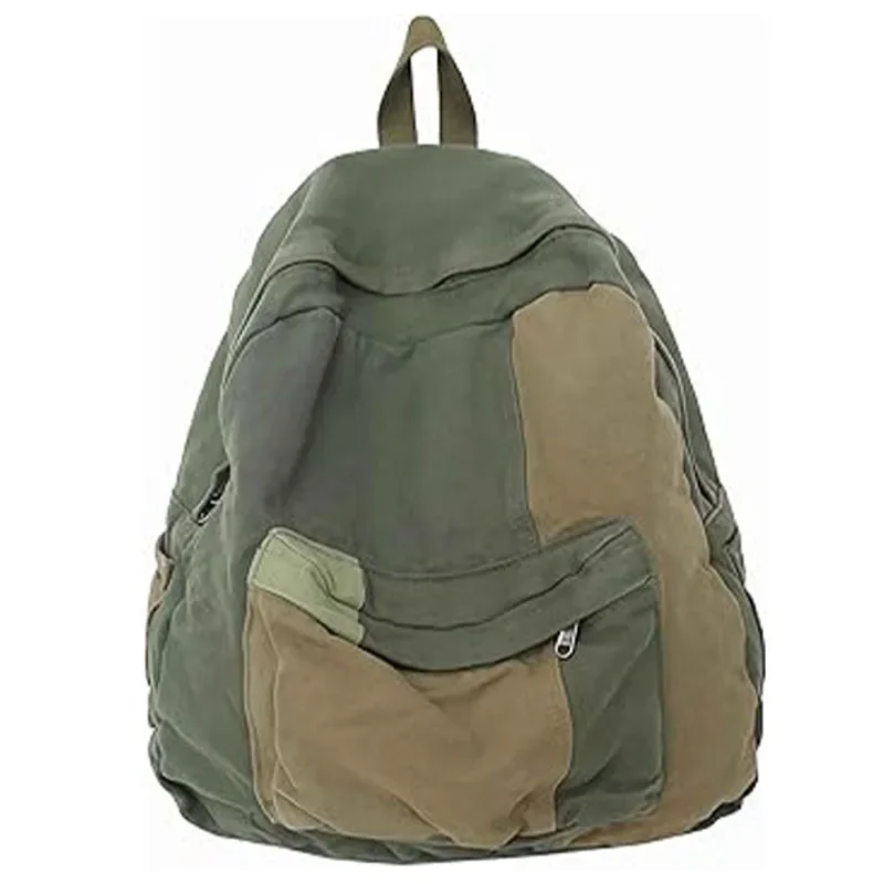 Sfb5 vintage ästhetische canva shippie grün kleiner rucksack boho grunge taschen lässig daypack sage japanischer hoher rucksack