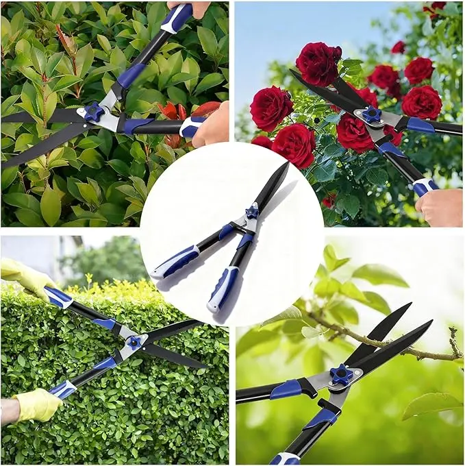 24 In Hedge Shears Wavy Blade Garden Pruning Scissors Shock Absorbing Bumpers for Comfort Trimming Borders, Boxwood, Bushes, Tall Hedges
