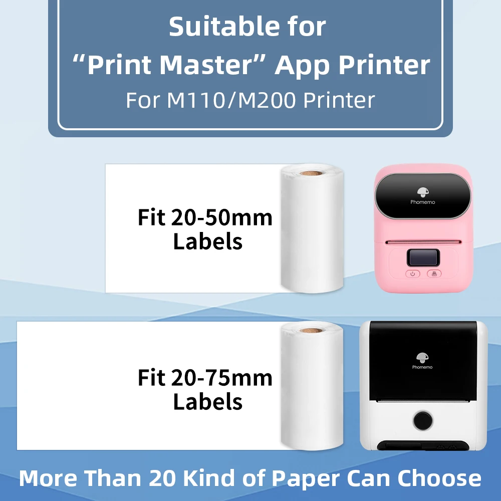 Phomemo M110/M200 Jewelry Self-Adhesive Price Label Commercial Tag Printer Thermal Sticker Printable Barcode Paper Poll