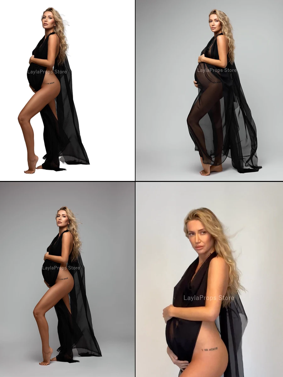 Vestidos de maternidad para fotografía, Vestido largo de malla transparente, elegante armario esencial para sesiones fotográficas impresionantes