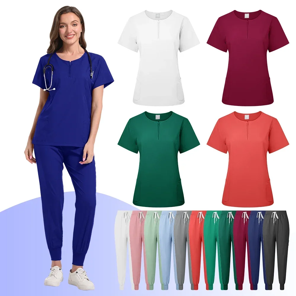 

Surgical Uniforms Woman Scrub Set Medical Nurse Beauty Salon Workwear Clinical Scrubs Top + Pant Spa Doctor Nursing Tunic Suit