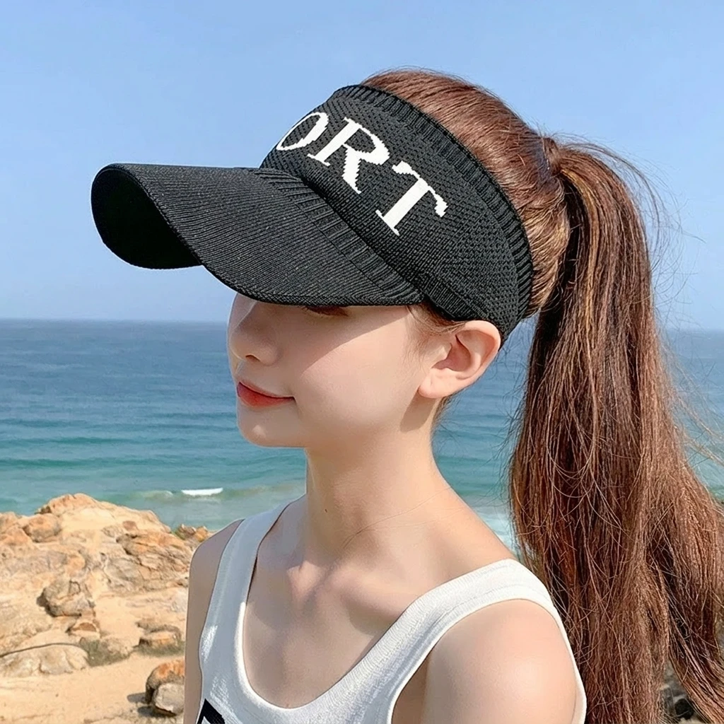Women's UV Protect Sun Visor Hat Empty Top Baseball Cap Breathable Mesh Lightweight Sports Headwear with Adjustable Strap for