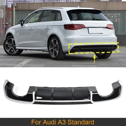 Black FRP/PP Car Racing Rear Diffuser Lip Spoiler for Audi A3 8V Standard Sedan Hatchback 2014-2016 Non Sline Four Outlet