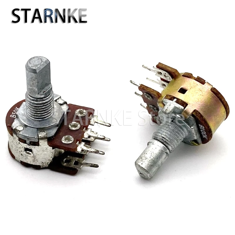 2PCS 16 Type Dual Potentiometer B50K B100K 6-Pin Tube Amplifier For Preamplifier Effector D Shaft Length 15mm