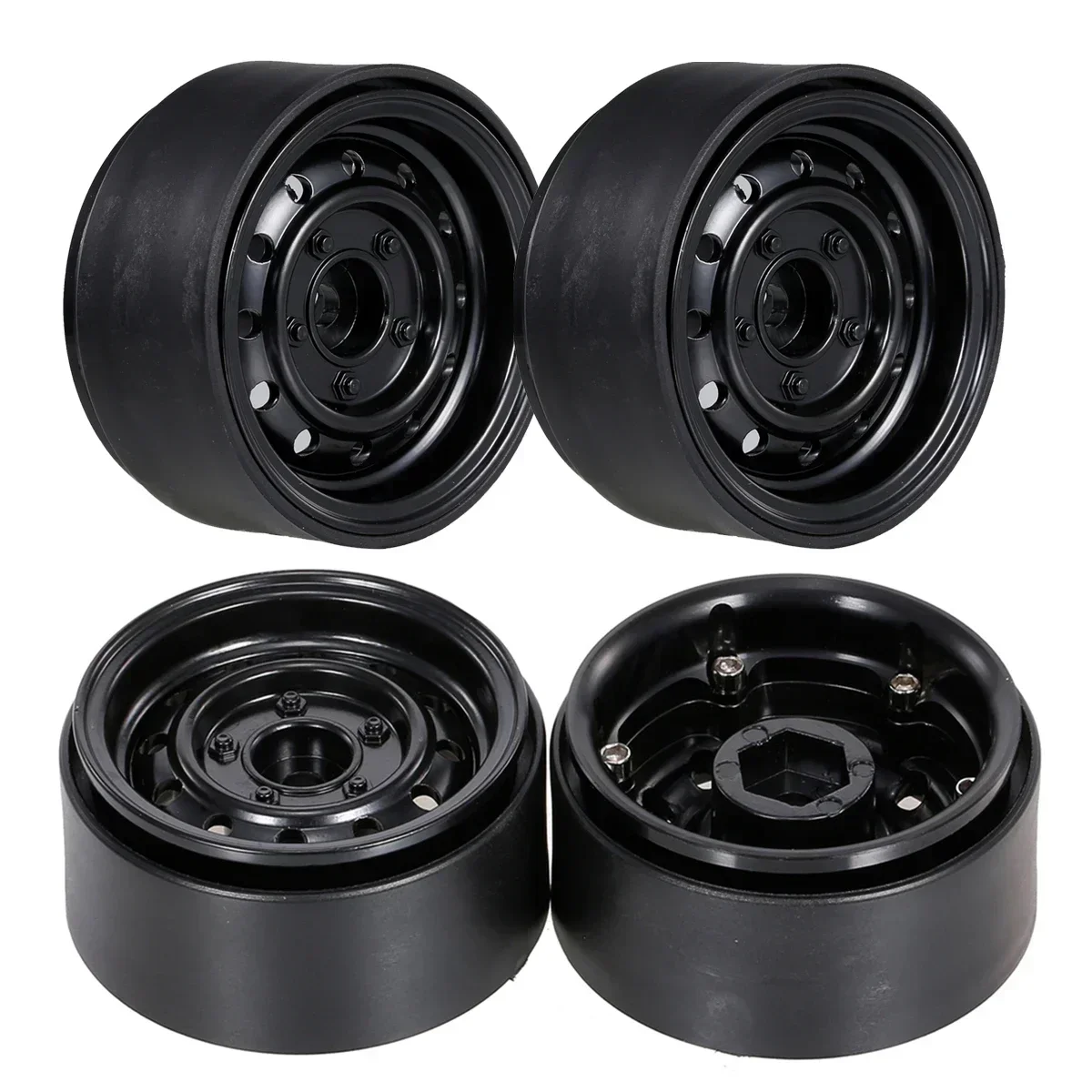 4Pcs 1.9" Beadlock 12-Holes Wheel Rim Hub for 1/10 RC Crawler Car Axial SCX10 90046 D90 Traxxas TRX-4