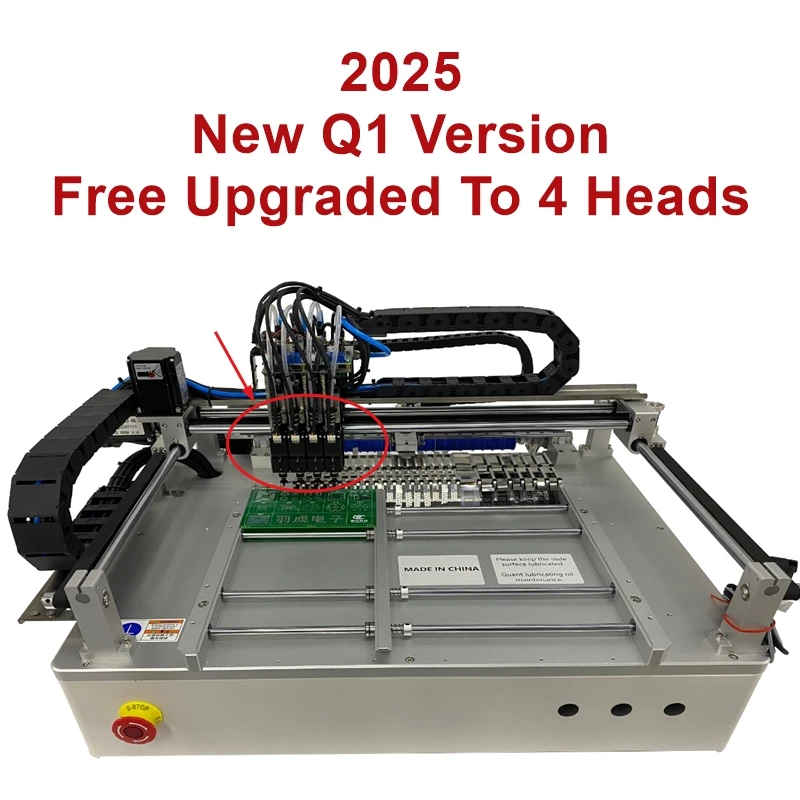 Q1 Dual Heads 25 Bits Desktop Vollautomatische SMT Pick Place Machine Chip Mounter Lötstation mit 4 Köpfen