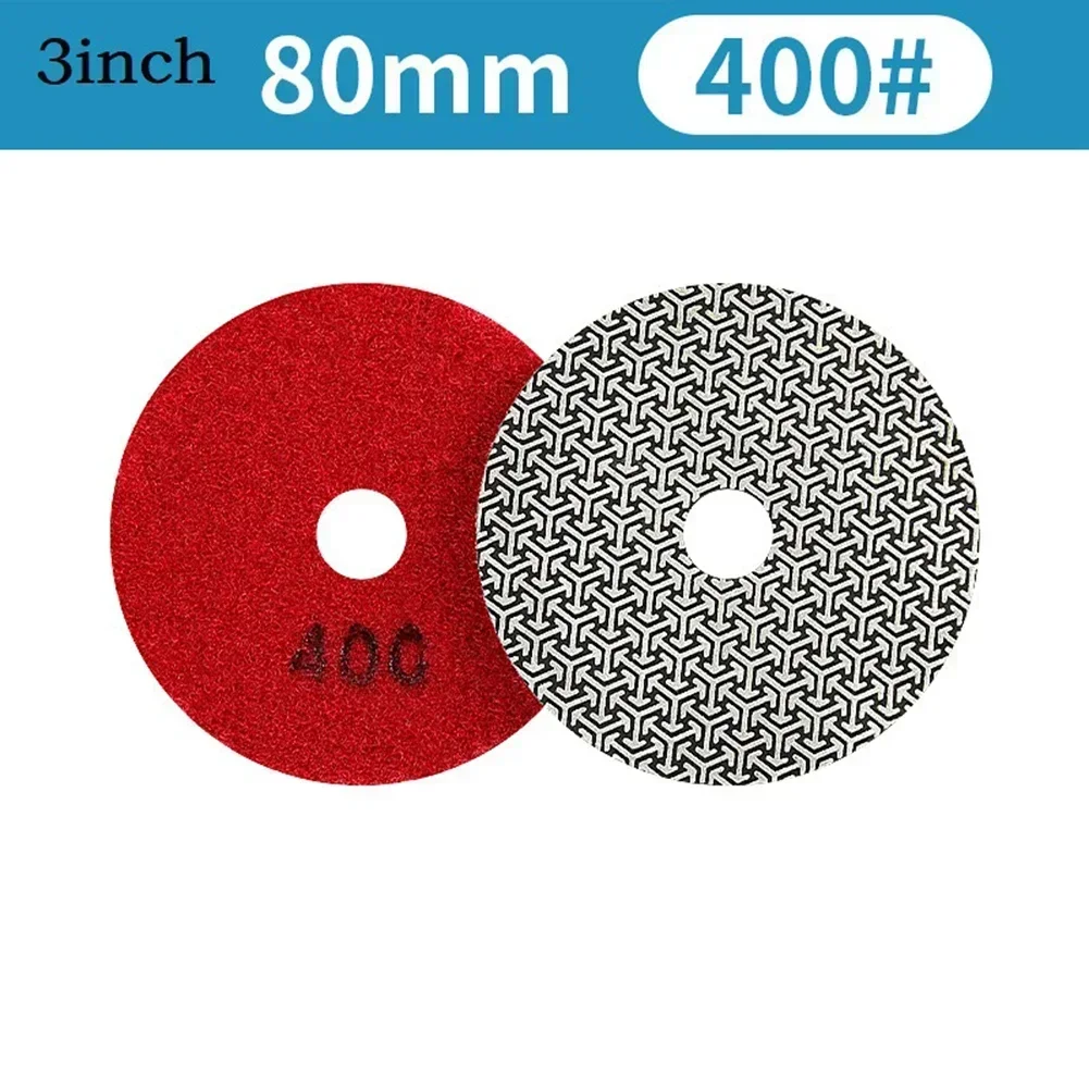 1pc 80mm 3inch Electroplated Diamond Sanding Pads 60-400 Grit Grinding Disc For Glass Granite Marble Tile Concrete Polishing