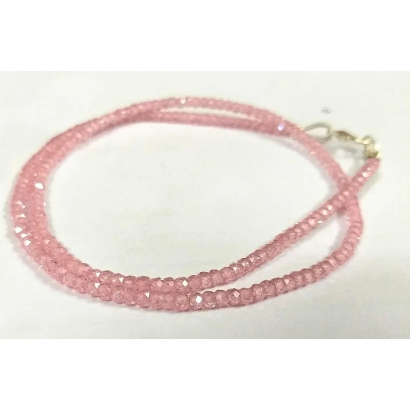 

Natural Pink Zirconia Faceted Rondelle Gemstone Beaded Confidence Necklaces 24''