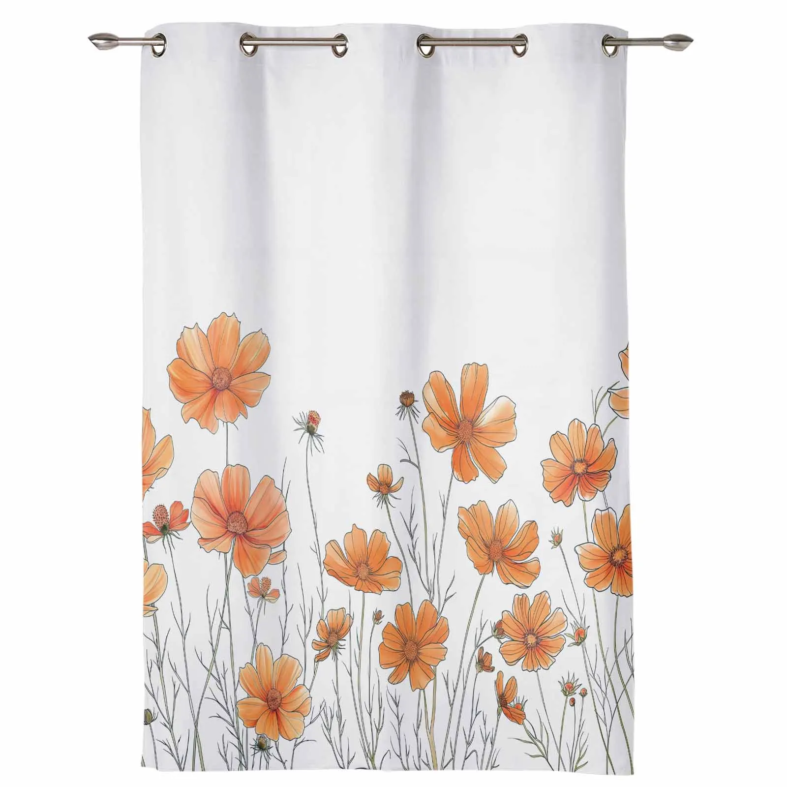 Minimalist Flower Watercolor Chrysanthemum Modern Window Curtains for Living Room Bedroom Curtain Home Decor Balcony Drapes