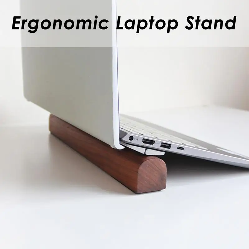 Wooden Laptop Stand Vertical Stable Ergonomic Laptop Stand For Desks Compact Portable Wooden Holder Cooling Notebook Stand For