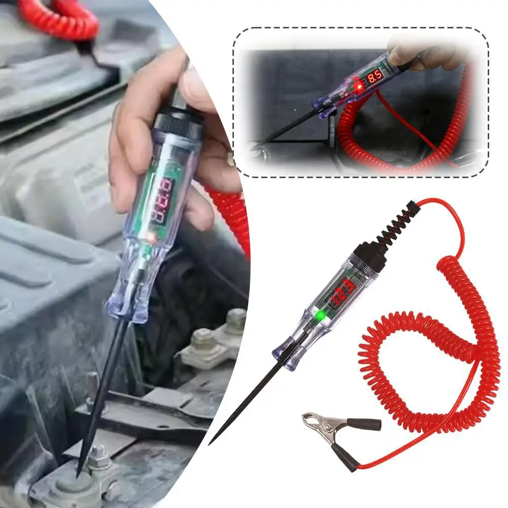 Car Voltage Tester Pen 6V-72V DC Digital Display Circuit Probe LED Polarity Indicator Fuse Checker Auto Electrical Tool