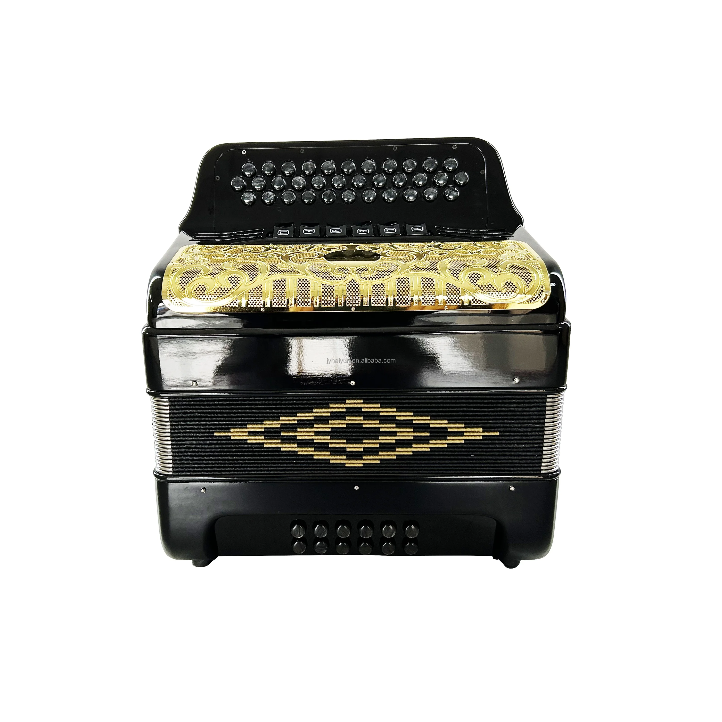 SEASOUND OEM 34 Button 12 Bass 6 Registers Bright Black Accordion Instrument Gold Grill Black Buttons Acordeon JB3412E