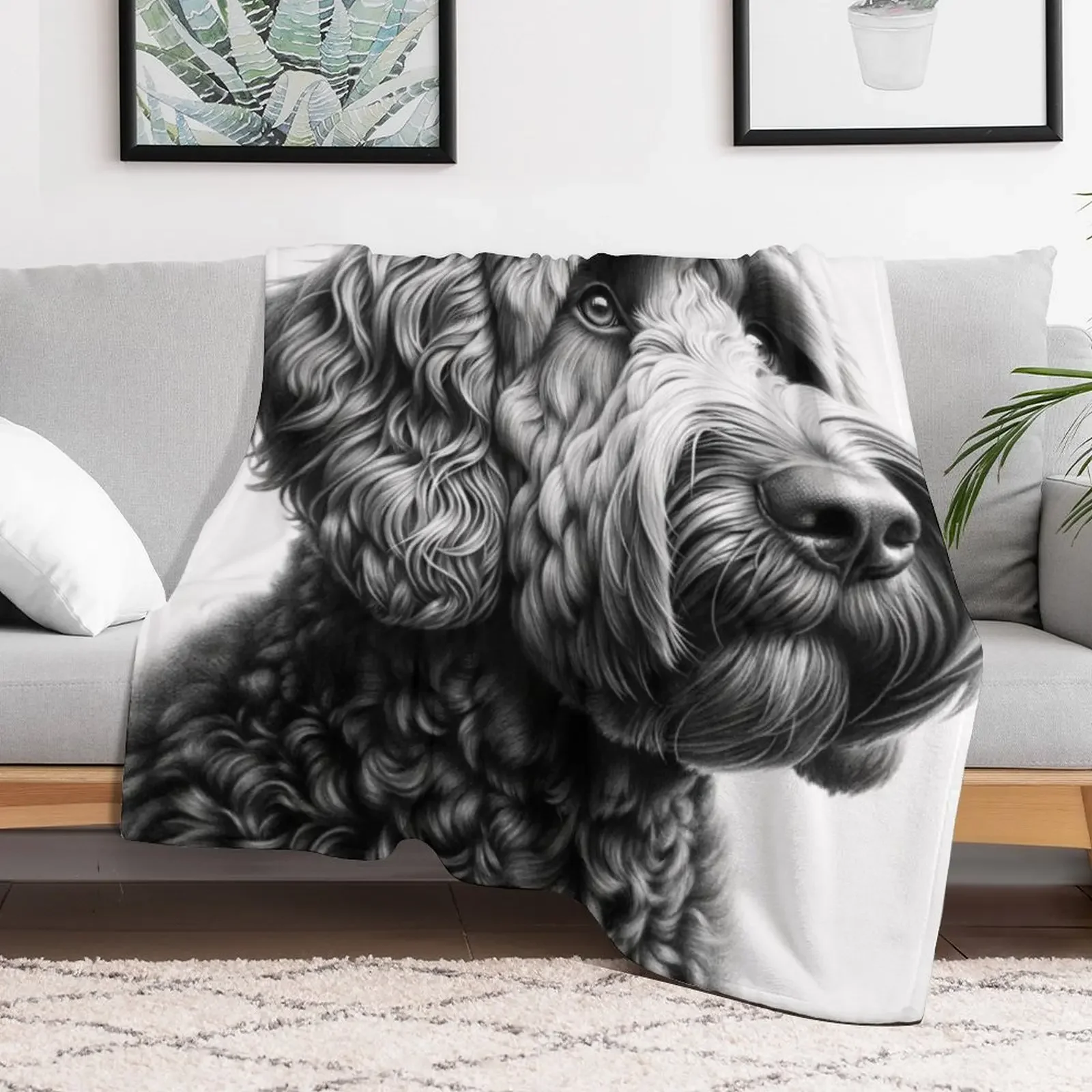 Doodle Dog Black and White Throw Blanket Giant Sofa Soft Beds blankets and throws Blankets