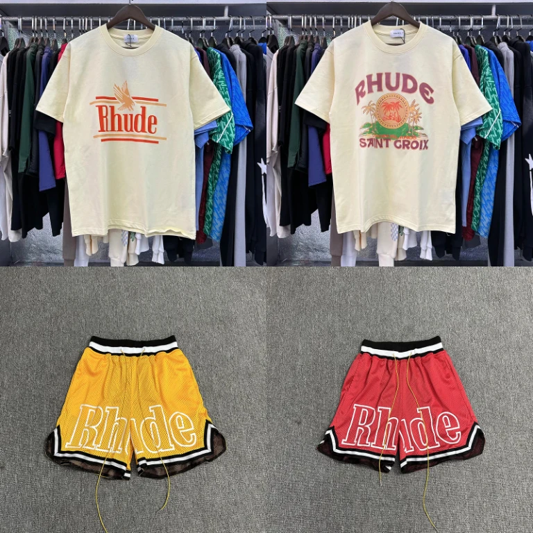 26ss RHUDE Kurzarm-T-Shirt mit Adler-Print, Sommerliches, lockeres Herren-Freizeitoberteil