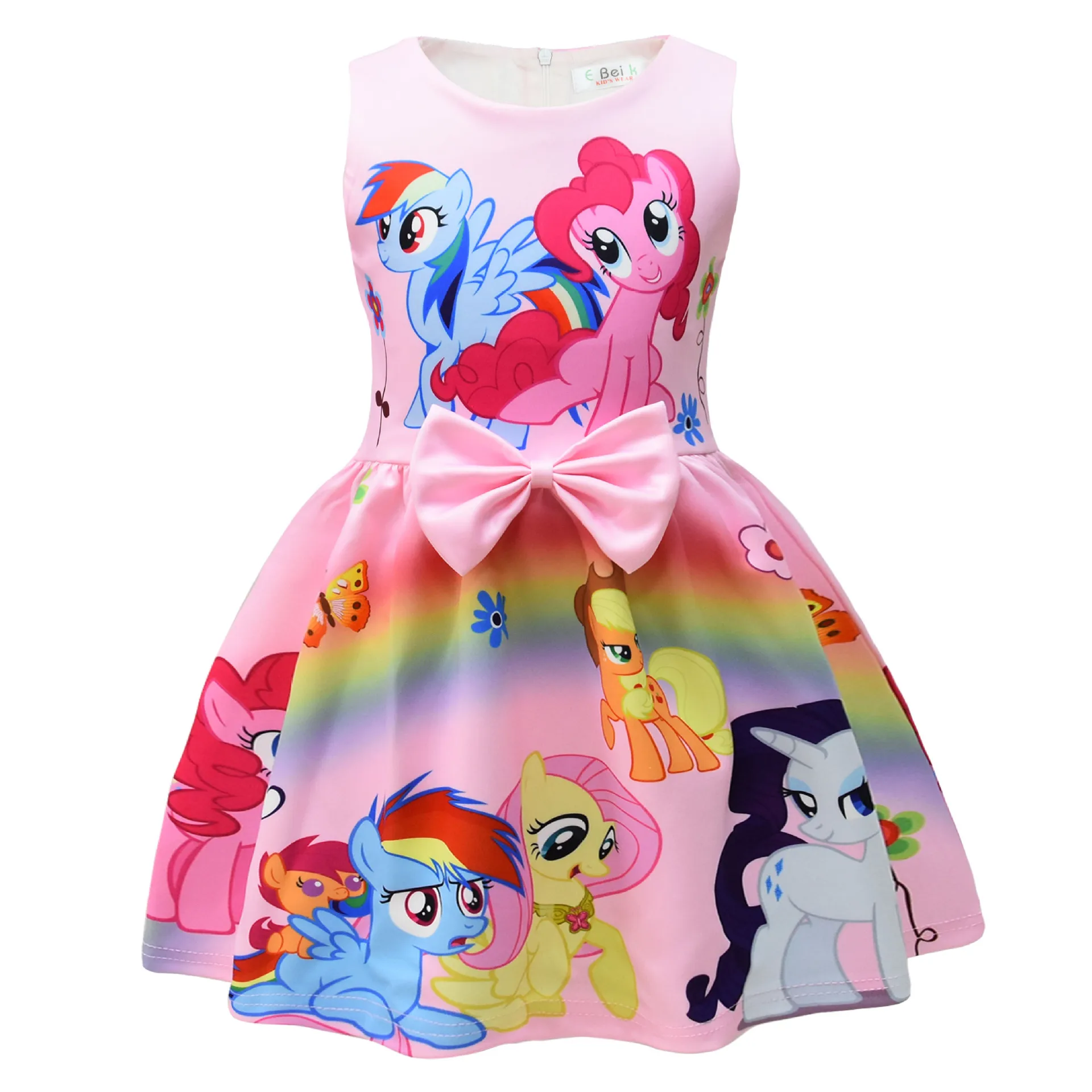 My Little Pony Cartoon Printing Dress Child Bow Tie Vest Girl Rainbow Dash Fashion Clothes Pinkie Pie Skirt Birthday Gift