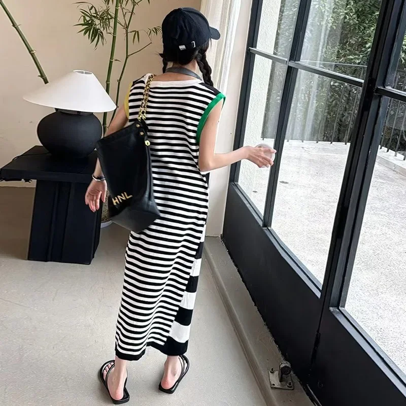 Summer Girls Striped Dress Fashion Sleeveless Vest O-neck Princess Dresses for Kids Casual Design 12 13 Years Children Costumes