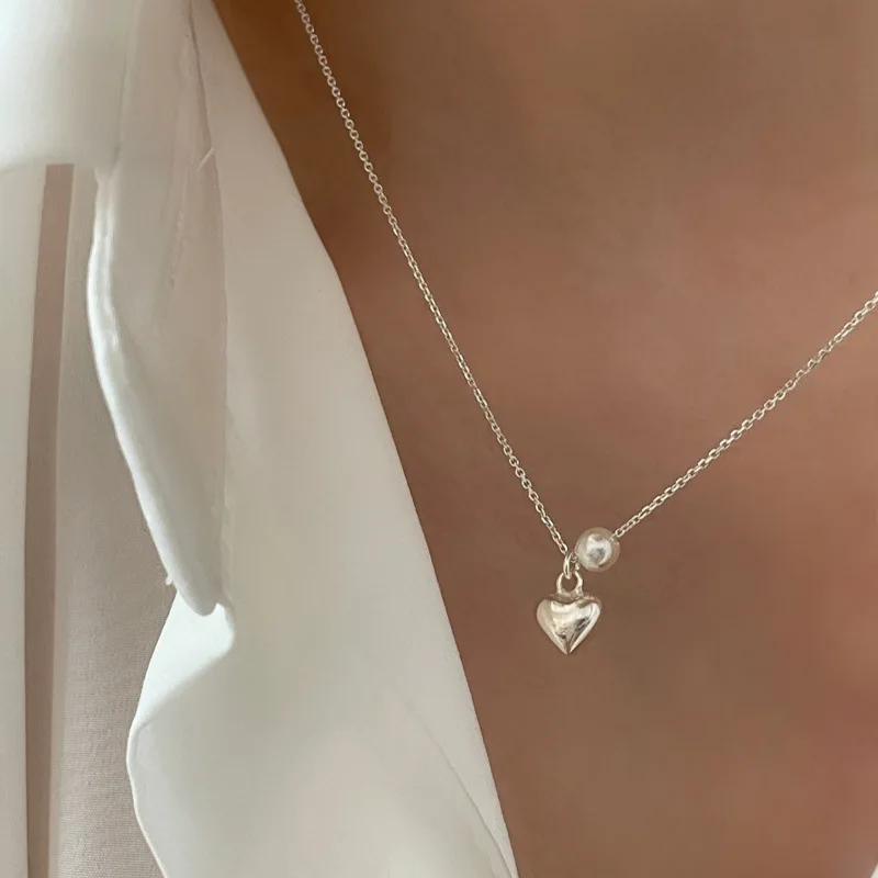 

Новая модная мода 925 серебряный жемчуг простой элегантный тонкий цепочка кулон ожерелье для женщин и девочек ювелирные изделия Прямая поставка оптовая продажа