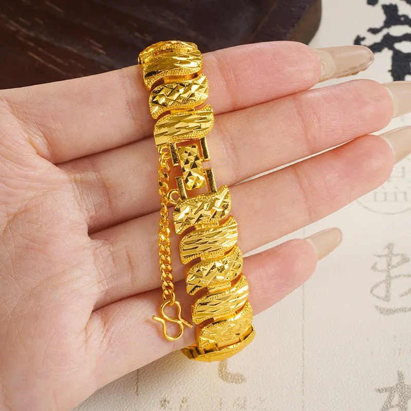 Trendy & Versatile Curb Chain Bracelet For Men 24K Gold AU999 | Daily wear, domineering and eye-catching
