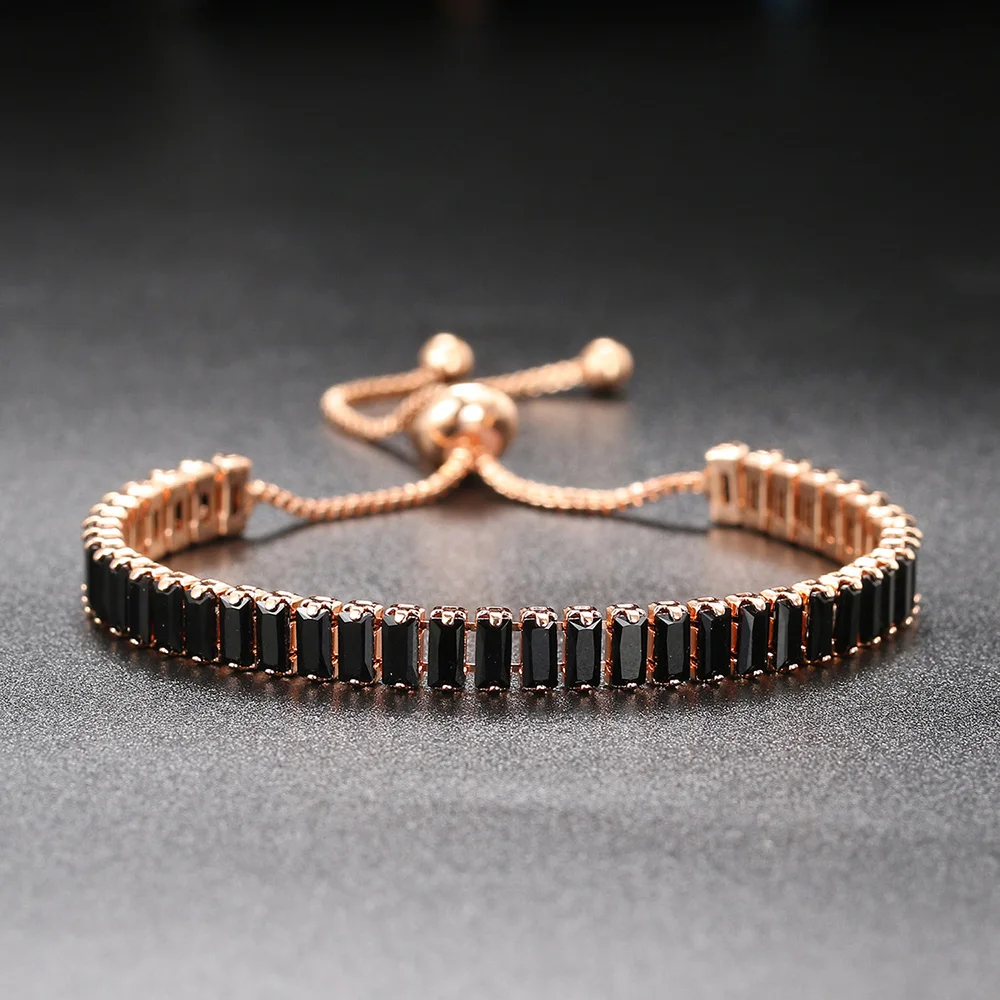 Hippie Colorfu Crystal Tennis Bracelets for Men Women Luxury Iced Out Cubic Zirconia Adjustable Bracelet On Hand Rock Jewelry