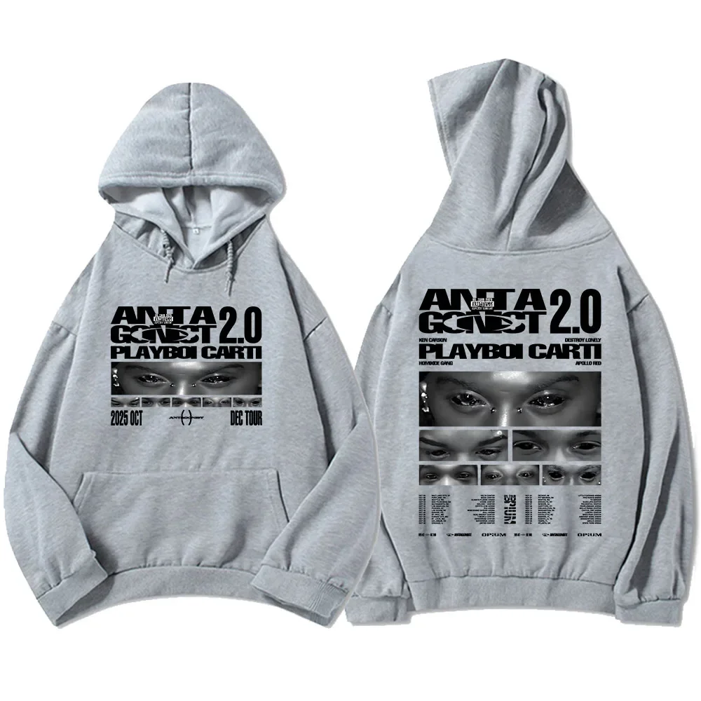 PLAYBOI CART ANTAGONIST TOUR 2025 Bluzy z kapturem Moda Unisex Streetwear Hip Hop Odzież Męska Damska Nadruk Graficzny Bluza Męska
