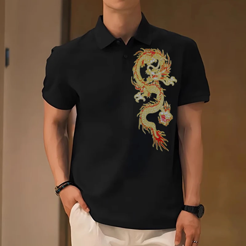 中国風の刺繍ゴールデンドラゴンパッチ縫う服アップリケ韓服 Tシャツ紳士服 DIY 装飾アクセサリー