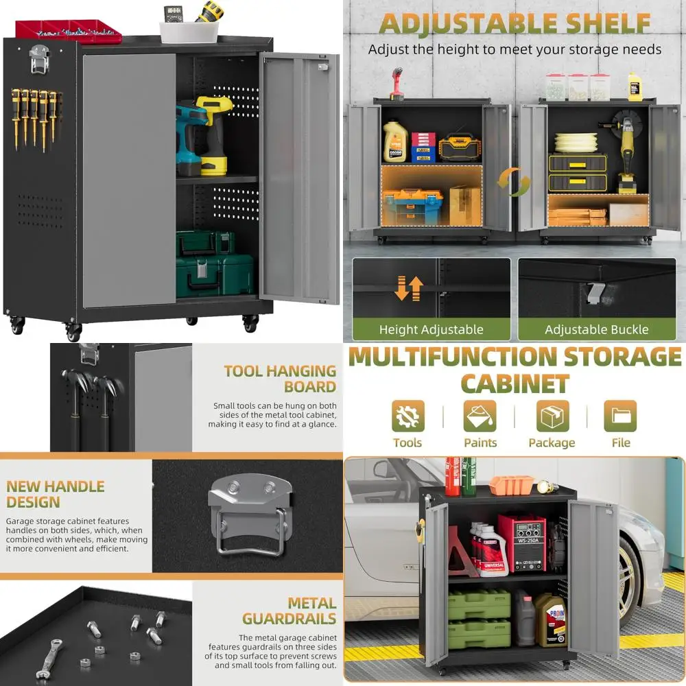Сверхмощный вращающийся металлический шкаф для инструментов с колесами для хранения в гараже, 34, устойчивый к высоким ржавчине подвесной шкаф для хранения инструментов