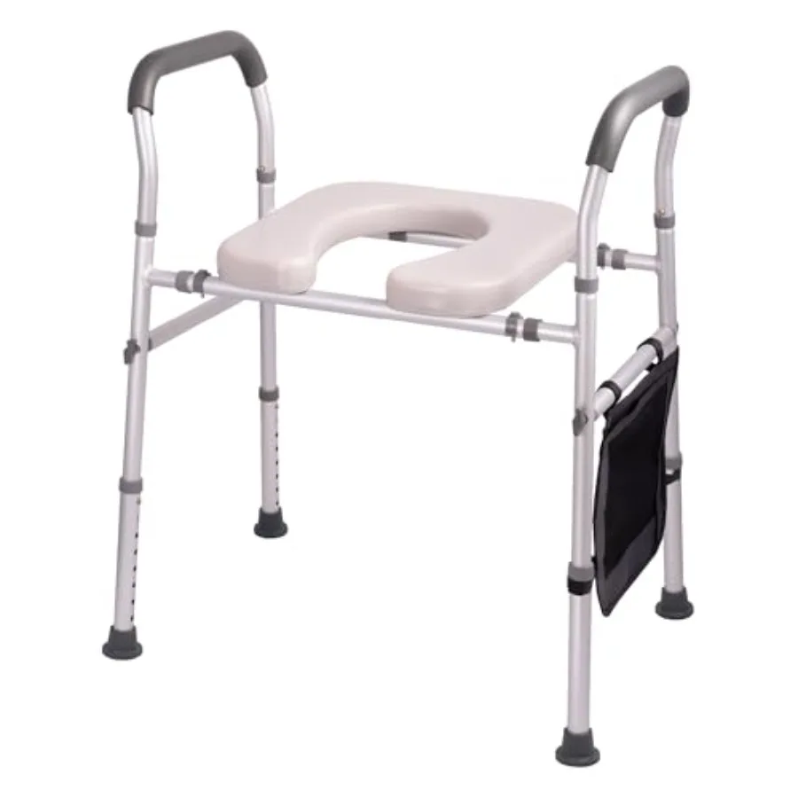 

Усиленное сиденье для унитаза Carex с ручками, регулируемой высотой, мягкое, водонепроницаемое, с нескользящими ножками, прочная рама для надежной поддержки