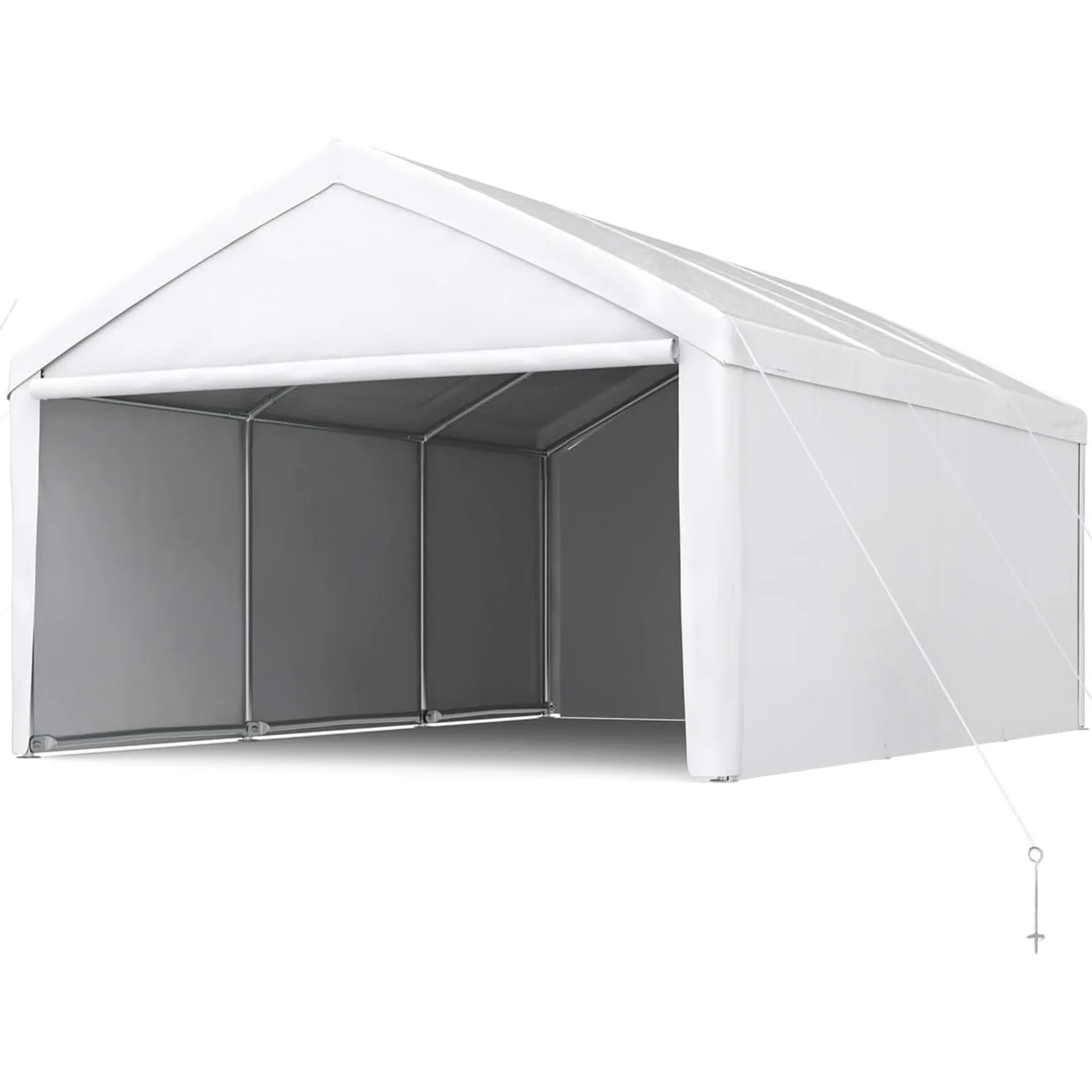 

US 13’x20’ Heavy Duty Carport Car Canopy Galvanized Car Boat Shelter with Removable Sidewalls, Reinforced Top Poles and Ground