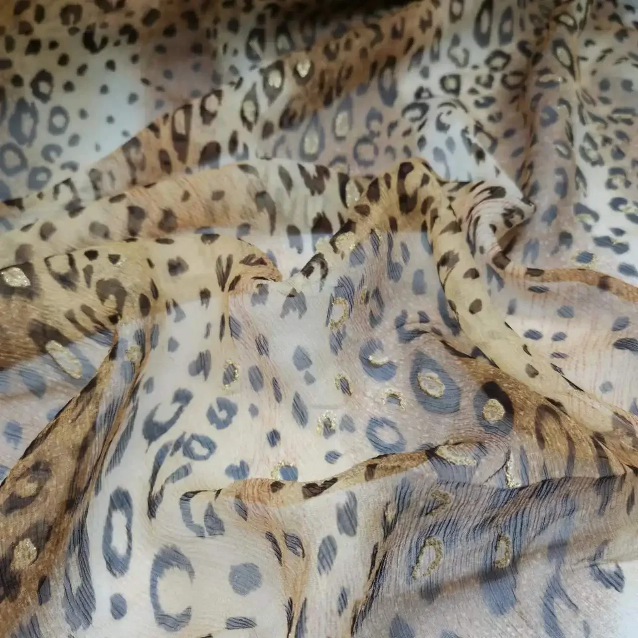 Gran oferta tela de seda patrón de piel de Animal 8mm seda gasa para vestido bufanda Material