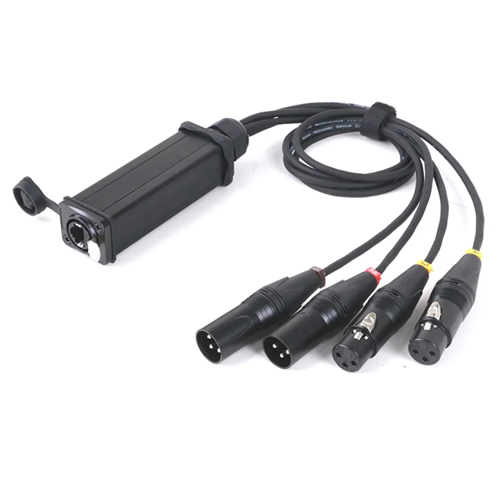 4 Channel 3Pin XLR 2 Male+2 Female Multi Network Receiver to STP RJ45 Cat6 Box Extender for Stage Lighting and Recording Studio