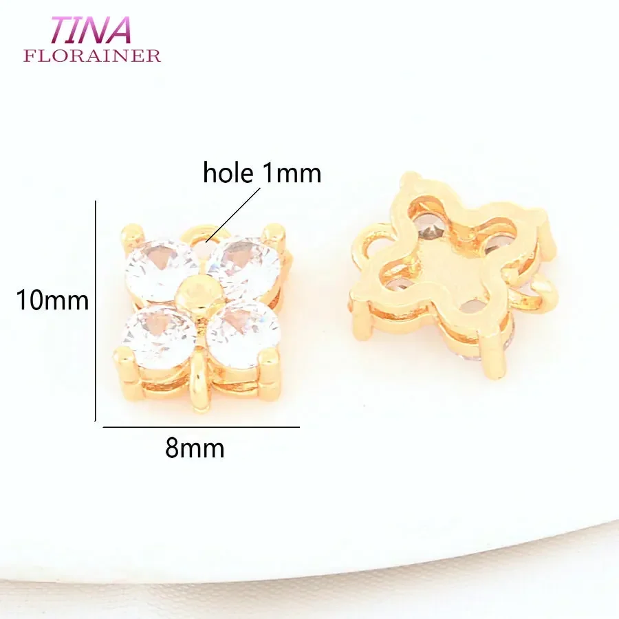 8*10MM 14K Gold Color Brass 2 Holes Flowers Connectors Charms Pendants Necklace Jewelry Making Supplies Diy Accessories